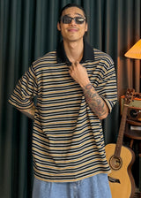 Striped Collar Short-Sleeve T 3COLOR