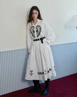 ORNAMENT PRINT MIDI SKIRT [WHITE]