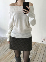 Slash mohair off-shoulder knit (3 colors)