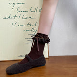 Classic Check Frill Ribbon Mid-Calf Socks