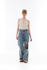 GAGA RIBBON BUSTIER / BEIGE