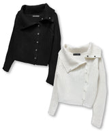 High Neck Side Button Cardigan_Ivory