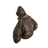 RELABEL Spatial Relations (Sun Shadow) Detachable, Adaptable Scarf Hood Full-Wool Pleated Leather MA-1 Pilot Jacket