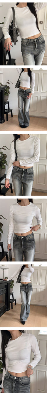 Grayish boots cut denim pants 