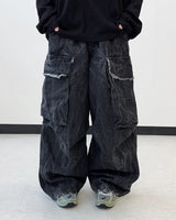 Fringe Balloon Cargo Denim Pants