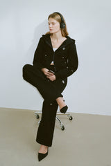 EARTHYUSE TWO-WAY TRACK PANTS - BLACK