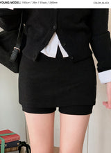 Slit Layered Knit Skirt Pants (2color)