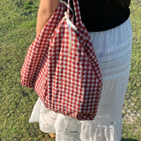 hacey checked ribbon shoulder bag [red]