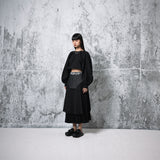 Denim Combination Pleated Skirt