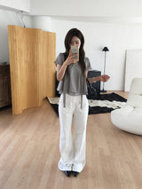 Front pocket semi bootcut pants
