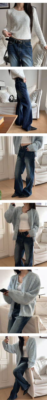 [Unisex] Golgi blue washing boots cut pants