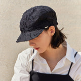 Metal Tip Lace Newsboy Cap / Black