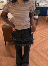 ストライプレイヤードパフTシャツ（3COL）