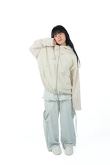 studs nylon knitzip hoodie(white)