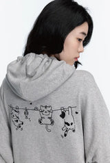 26FW★ Hanging Cats Embroidered Hoodie