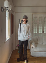 Royge Layered Henley Neck Long Sleeve T-shirt