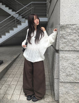 Beck Cut Line Wide Cotton Pants