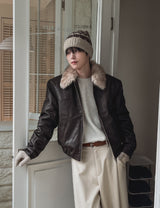 Kati Real Raccoon Fur Leather Jacket