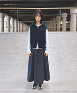 D Logo Star Stud Knit Hood ZIip Vest_Navy