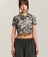939 LOGO COLLAR CROP TOP (CAMO)