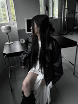 vintage old leather jacket (2color)