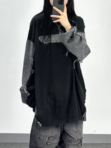 denim block cut-off longsleeve