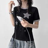 キッチルック💖ナイト スター パッチ リンガー ショートスリーブ Tシャツ(4 colors)