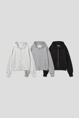 Lowell crop fingerhole hood zip-up
