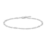 silver philia curve chain rhodium plating + 925 silver bracelet B063-02H