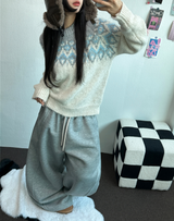 STRING/FLEECE❤SIDE PINTUCK BALLOON LONG PANTS WIDE🤍🩶🖤3COLOR
