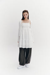 Ribbon Punching Cardigan Ivory