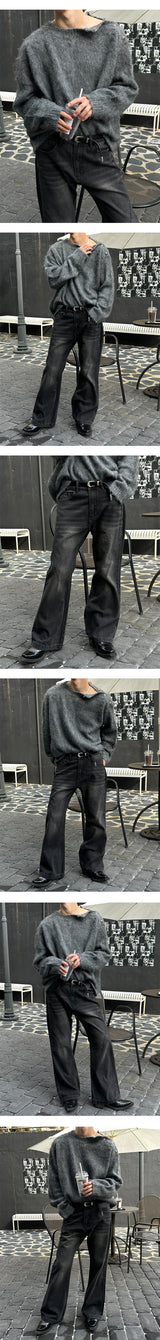[Unisex] Wool hair button knit(3color)