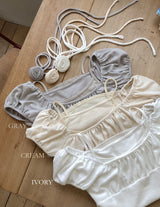 #Hano Layered Rib Short Sleeve T-shirt + Rose Tie Set (3color)