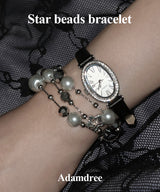 Star beads cubic chain layered bracelet