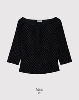 Dot Crop Three Quarter Sleeve T-Shirt (4color)