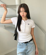 HALF OPEN LOGO HALF T-SHIRT [3color]