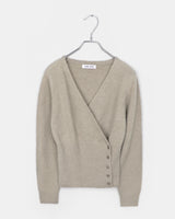 Nuon Wrap Button Wool V-neck Knit