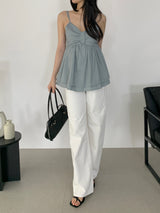 Diain White Straight Cotton Pants