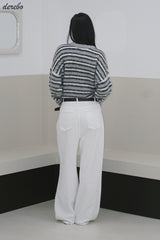 white cotton wide casual pants