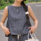 Amang Linen Denim Sleeveless Shirt