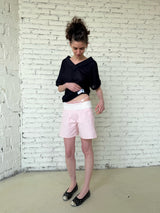 That's neat - Long-Termism V-Neck Convertible Relaxed-Fit Short Sleeve Top (Navy)