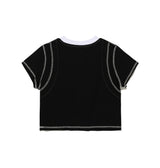 Heart cutting crop T-shirt (Black