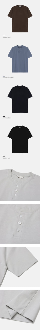 [S/S] スタンダード マッスル ヘンリーネック ハーフTシャツ(10color)