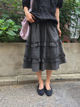 Chiyo Check Frill Tiered Midi Skirt