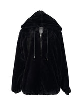 mink fur two-way hooded zip-up (2color)