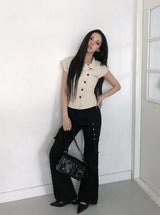 Chuser Cargo Strap Pintuck Bootcut Pants