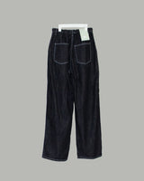 stainless steel linen wide denim jeans