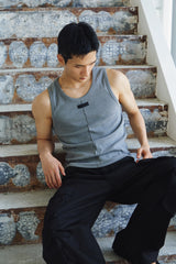 Reverse labeling sleeveless(Gray)