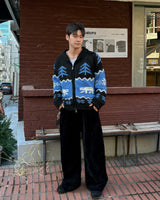 Winter wool knit zip-up