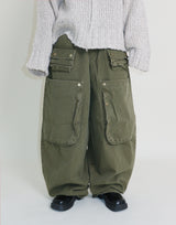 Kuro banding snap pocket wide fit washed pants